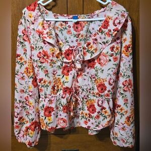 Old Navy Floral Ruffle Blouse